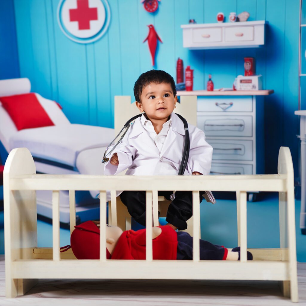 Baby photoshoot preparation at Hanuman Baby Studio