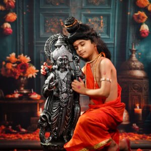 Baby in a traditional Sri Ramanavami theme