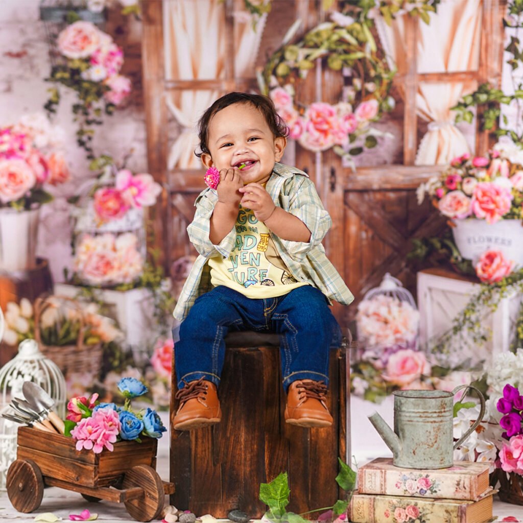 Baby floral theme photoshoot in Vijayawada