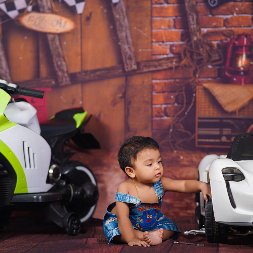 Baby garage theme photoshoot in Vijayawada